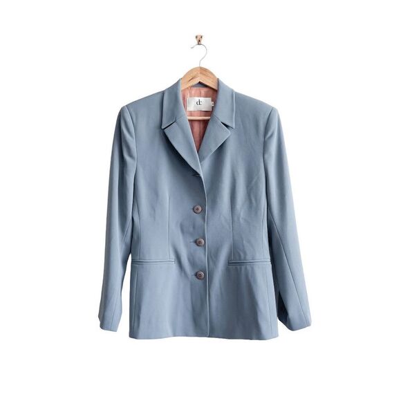 Devonshire Cream DC Womens Tailored Blazer Career Jacket Ocean Blue Size 6 - Picture 1 of 8